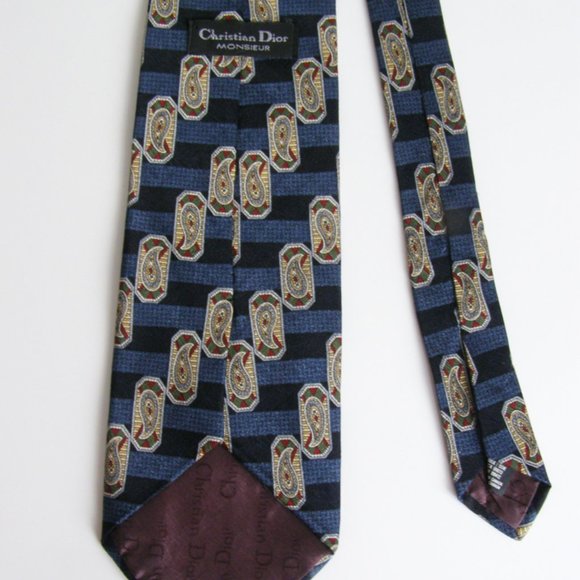 Vintage Mens Christian Dior Monsieur 100% Silk Tie - Picture 5 of 12